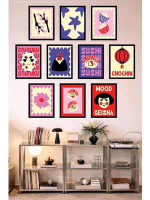 UNT 10'lu Çerçeve Görünümlü Mutfak | Modern | Retro Duvar Posteri Tablo Seti– 15X20 cm Mdf Uv Baskı
