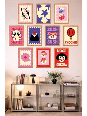 UNT 10'lu Çerçeve Görünümlü Mutfak | Modern | Retro Duvar Posteri Tablo Seti– 15X20 cm Mdf Uv Baskı