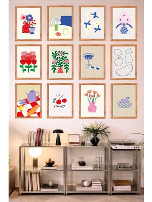UNT 12’li Çerçeve Görünümlü Mutfak | Modern | Retro Duvar Posteri Tablo Seti– 15X20 cm Mdf Uv Baskı