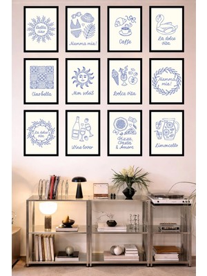 UNT 12’li Çerçeve Görünümlü Mutfak | Modern | Retro Duvar Posteri Tablo Seti– 15X20 cm Mdf Uv Baskı