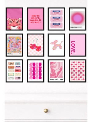 UNT 12'li Çerçeve Görünümlü Modern Duvar Tablo Seti – 15X20 cm Mdf Uv Baskı
