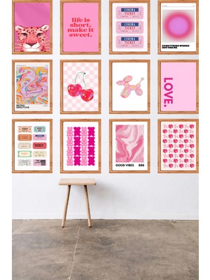 UNT 12'li Çerçeve Görünümlü Modern Duvar Tablo Seti – 15X20 cm Mdf Uv Baskı