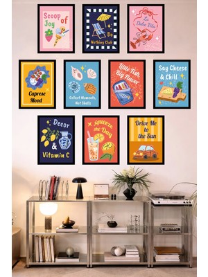 UNT 10’lu Çerçeve Görünümlü Mutfak | Modern | Retro Duvar Posteri Tablo Seti– 15X20 cm Mdf Uv Baskı