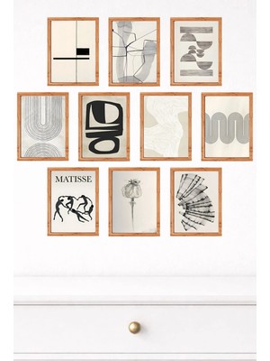UNT 10'lu Çerçeve Görünümlü Modern Duvar Tablo Seti – 15X20 cm Mdf Uv Baskı