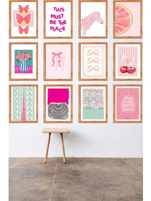 UNT 12'li Çerçeve Görünümlü Modern Duvar Tablo Seti – 15X20 cm Mdf Uv Baskı