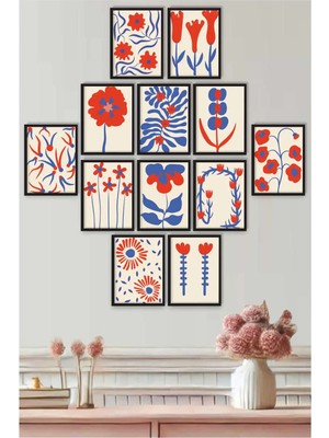 UNT Modern Soyut Duvar Tablosu Seti 12’li | 15X20 cm Uv Baskı | Çerçeve Görünümlü Dekoratif Tablo