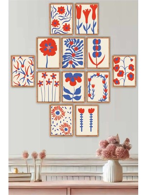 UNT Modern Soyut Duvar Tablosu Seti 12’li | 15X20 cm Uv Baskı | Çerçeve Görünümlü Dekoratif Tablo