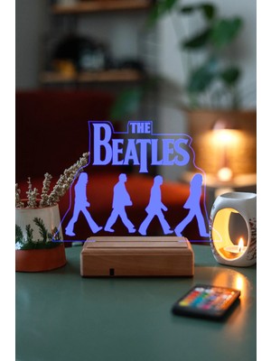 Modiwa Design The Beatles 16 Renk Uzaktan Kumandalı 3D Ahşap Gece Lambası Hediyelik