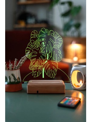 Modiwa Design Deve Tabanı Ev Dekorasyonu 16 Renk Uzaktan Kumandalı 3D Ahşap Gece Lambası Hediyelik