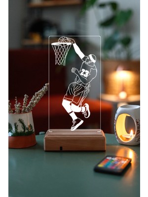 Modiwa Design Lebron James 16 Renk Uzaktan Kumandalı 3D Ahşap Gece Lambası Hediyelik