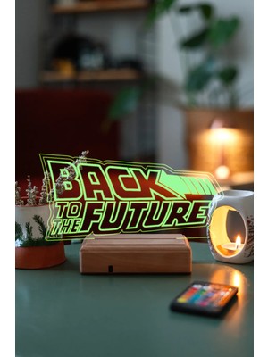 Modiwa Design Back To The Future 16 Renk Uzaktan Kumandalı 3D Ahşap Gece Lambası Hediyelik