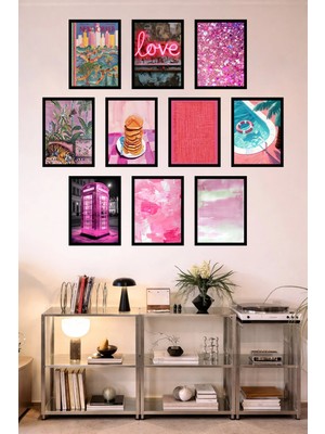 UNT 10'lu Çerçeve Görünümlü Mutfak | Modern | Retro Duvar Posteri Tablo Seti– 15X20 cm Mdf Uv Baskı