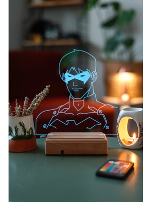 Modiwa Design Batman Dc Nightwing 16 Renk Uzaktan Kumandalı 3D Ahşap Gece Lambası Hediyelik