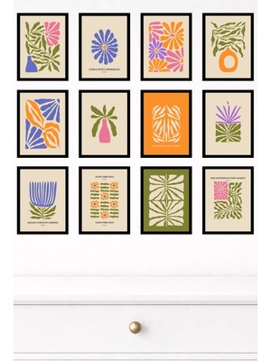 UNT 12'li Çerçeve Görünümlü Modern Duvar Tablo Seti – 15X20 cm Mdf Uv Baskı