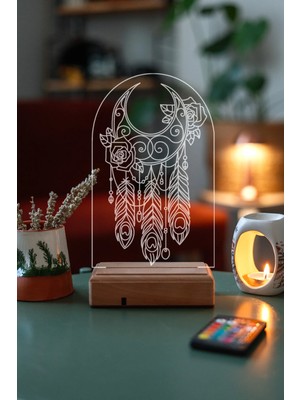 Modiwa Design Düş Kapanı 16 Renk Uzaktan Kumandalı 3D Ahşap Gece Lambası Hediyelik