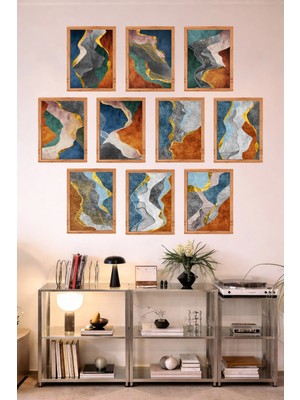 UNT 10'lu Çerçeve Görünümlü Mutfak | Modern | Retro Duvar Posteri Tablo Seti– 15X20 cm Mdf Uv Baskı