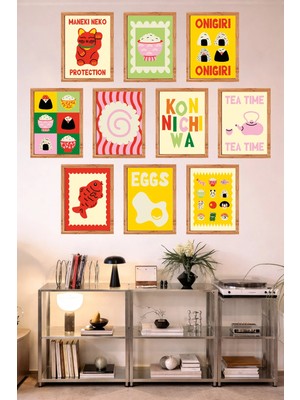 UNT 10'lu Çerçeve Görünümlü Mutfak | Modern | Retro Duvar Posteri Tablo Seti– 15X20 cm Mdf Uv Baskı