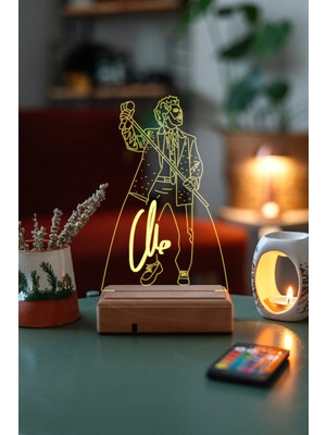 Modiwa Design The Weeknd 16 Renk Uzaktan Kumandalı 3D Ahşap Gece Lambası Hediyelik