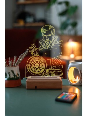 Modiwa Design Dr. Strange Marvel 16 Renk Uzaktan Kumandalı 3D Ahşap Gece Lambası Hediyelik