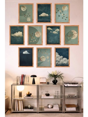 UNT 10'lu Çerçeve Görünümlü Feng Shui Japon Tarzı Minimal Tablo Seti – 15X20 cm Mdf Uv Baskı