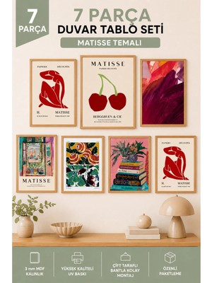UNT 7'li Matisse Temalı Çerçeve Görünümlü Tablo Seti - 3mm Uv Baskı
