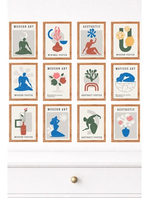 UNT 12'li Çerçeve Görünümlü Modern Duvar Tablo Seti – 15X20 cm Mdf Uv Baskı