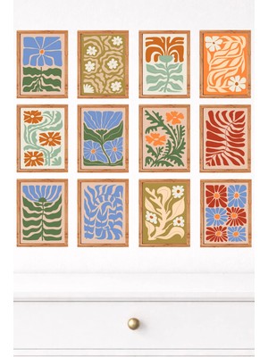 UNT 12'li Çerçeve Görünümlü Modern Duvar Tablo Seti – 15X20 cm Mdf Uv Baskı