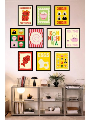UNT 10'lu Çerçeve Görünümlü Mutfak | Modern | Retro Duvar Posteri Tablo Seti– 15X20 cm Mdf Uv Baskı
