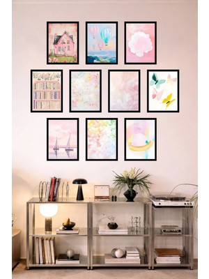UNT 10'lu Çerçeve Görünümlü Mutfak | Modern | Retro Duvar Posteri Tablo Seti– 15X20 cm Mdf Uv Baskı