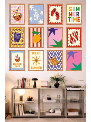 UNT 12’li Çerçeve Görünümlü Mutfak | Modern | Retro Duvar Posteri Tablo Seti– 15X20 cm Mdf Uv Baskı