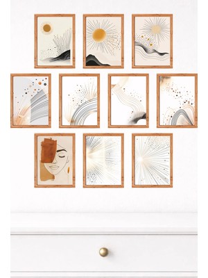 UNT 10'lu Çerçeve Görünümlü Modern Duvar Tablo Seti – 15X20 cm Mdf Uv Baskı