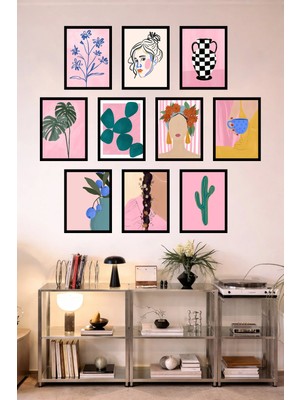 UNT 10'lu Çerçeve Görünümlü Mutfak | Modern | Retro Duvar Posteri Tablo Seti– 15X20 cm Mdf Uv Baskı