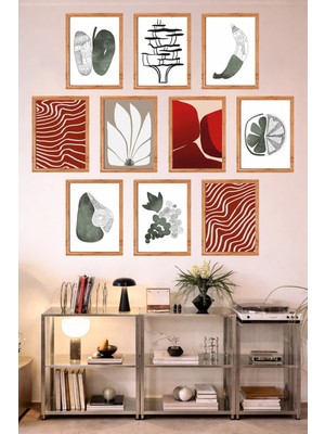 UNT 10'lu Çerçeve Görünümlü Mutfak | Modern | Retro Duvar Posteri Tablo Seti– 15X20 cm Mdf Uv Baskı