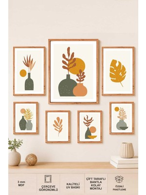 UNT Bohem Minimalist 7’lı Çerçeve Görünümlü Mdf Tablo Seti – Modern Iskandinav Duvar Dekoru Alternatif Güçlü Başlıklar: