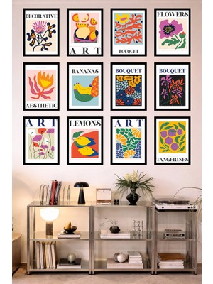 UNT 12’li Çerçeve Görünümlü Mutfak | Modern | Retro Duvar Posteri Tablo Seti– 15X20 cm Mdf Uv Baskı
