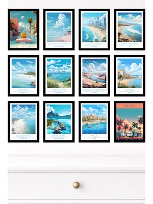 UNT 12'li Çerçeve Görünümlü Modern Duvar Tablo Seti – 15X20 cm Mdf Uv Baskı