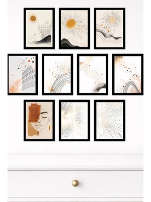 UNT 10'lu Çerçeve Görünümlü Modern Duvar Tablo Seti – 15X20 cm Mdf Uv Baskı