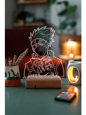 Modiwa Design Naruto Kakashi Hatake 16 Renk Uzaktan Kumandalı 3D Ahşap Gece Lambası Hediyelik