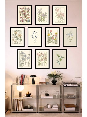UNT 10'lu Çerçeve Görünümlü Mutfak | Modern | Retro Duvar Posteri Tablo Seti– 15X20 cm Mdf Uv Baskı