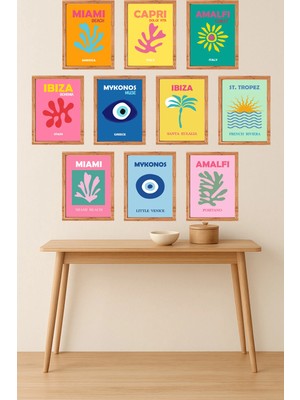 UNT 10'lu Çerçeve Görünümlü Modern Duvar Tablo Seti – 15X20 cm Mdf Uv Baskı