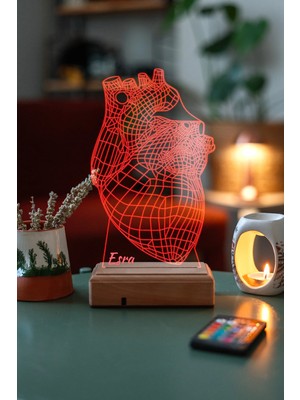 Modiwa Design Doktorlara Kalp 16 Renk Uzaktan Kumandalı 3D Ahşap Gece Lambası Hediyelik