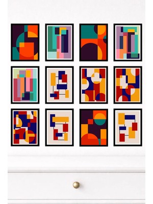 UNT 12'li Çerçeve Görünümlü Modern Duvar Tablo Seti – 15X20 cm Mdf Uv Baskı