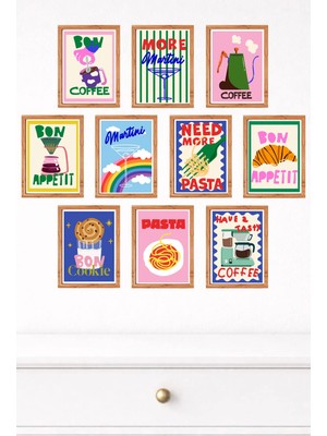 UNT 10'lu Çerçeve Görünümlü Modern Duvar Tablo Seti – 15X20 cm Mdf Uv Baskı