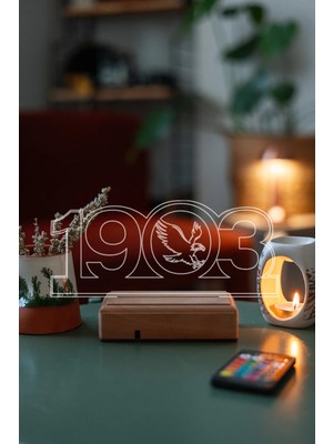 Modiwa Design 1903 Kara Kartal Çarşı Taraftar 16 Renk Uzaktan Kumandalı 3D Ahşap Gece Lambası Hediyelik