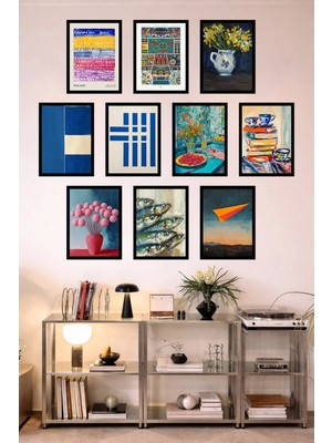 UNT 10'lu Çerçeve Görünümlü Mutfak | Modern | Retro Duvar Posteri Tablo Seti– 15X20 cm Mdf Uv Baskı