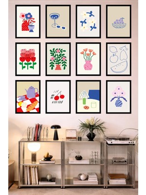 UNT 12’li Çerçeve Görünümlü Mutfak | Modern | Retro Duvar Posteri Tablo Seti– 15X20 cm Mdf Uv Baskı