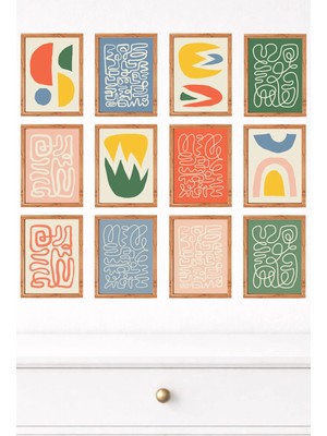 UNT 12'li Çerçeve Görünümlü Modern Duvar Tablo Seti – 15X20 cm Mdf Uv Baskı