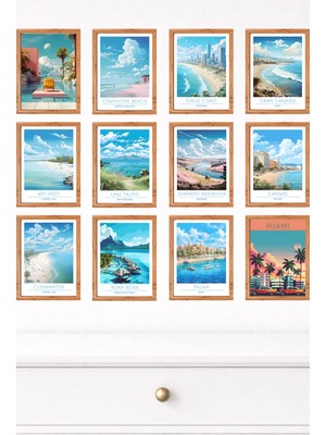 UNT 12'li Çerçeve Görünümlü Modern Duvar Tablo Seti – 15X20 cm Mdf Uv Baskı
