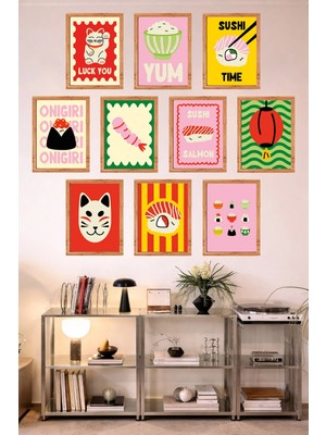 UNT 10'lu Çerçeve Görünümlü Mutfak | Modern | Retro Duvar Posteri Tablo Seti– 15X20 cm Mdf Uv Baskı
