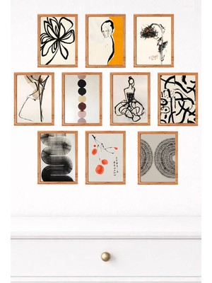 UNT 10'lu Çerçeve Görünümlü Modern Duvar Tablo Seti – 15X20 cm Mdf Uv Baskı